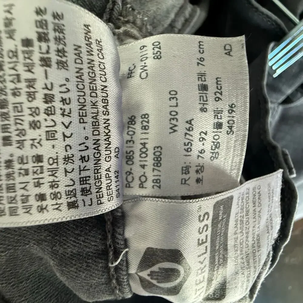 Levi’s 513 Jeans Slim Straight Leg Grey Stretch Denim Washed Casual Mens W30 L30